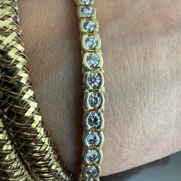 Jewelry - Sold! Stunning Dazzling 6.5 CT Natural Diamonds 14K Tennis Bracelet 7.25", 17.8.